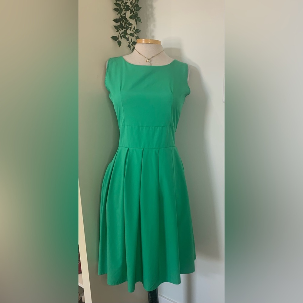 Classic Green Fit-and-Flare Dress